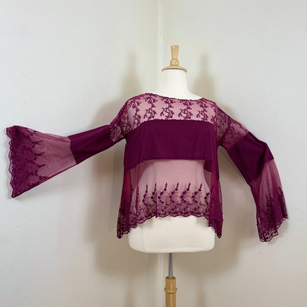 NWT Free People Lacy Wild Plum Blouse